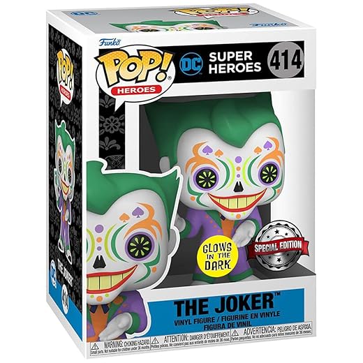 Funko Pop Heroes: Dia De Los Dc - Joker (Glow In The Dark), Amazon Exclusive, Multicolor, (58173)