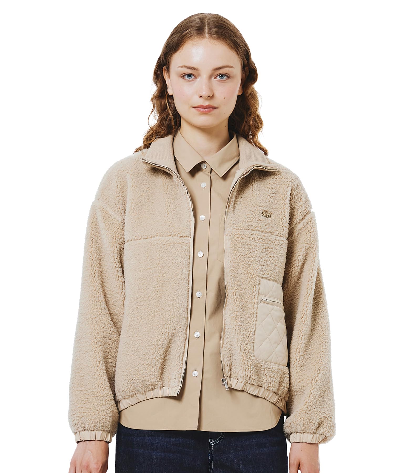 Amazon | [ラコステ] [公式] リブニットスタンドカラーボアジャケット