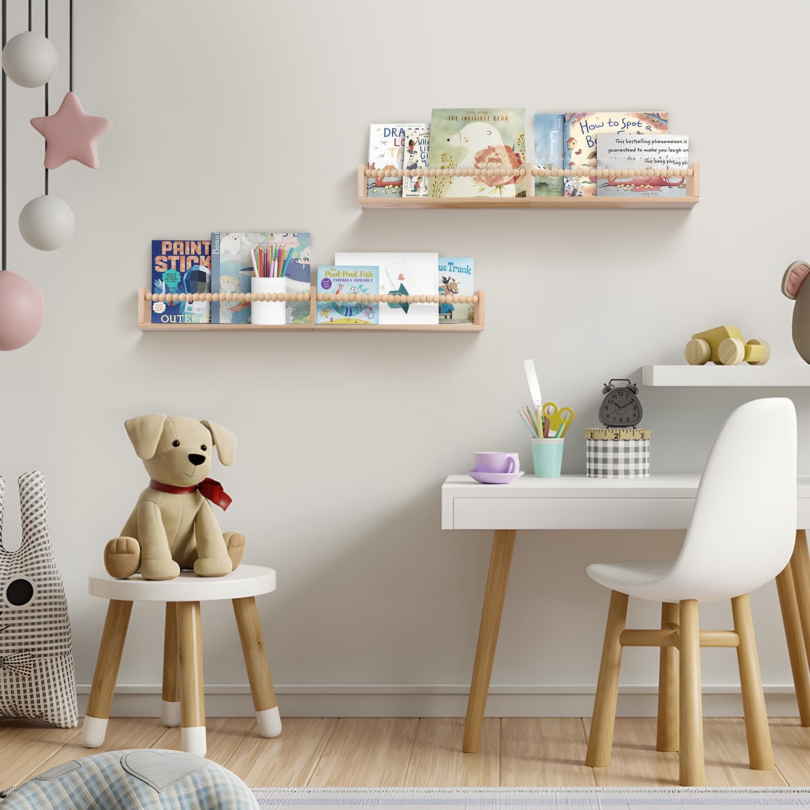 Lot De 2 étagères Murales Flottantes Pour Chambre D'enfant, 81,3 Cm De Long, étagère Rustique En Bois Pour Chambre à Coucher, Salle De Bain, Salon