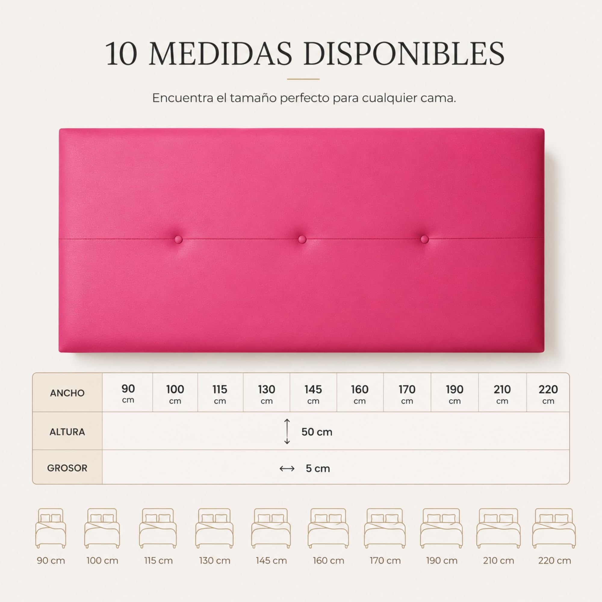FISIO Dreams Cabecero Polipiel Caribe 4 para Cama 90, 105, 135, 150, 160, 180 y 200 cm | Cabezal Tapizado Moderno y Acolchado | Fabricado en España