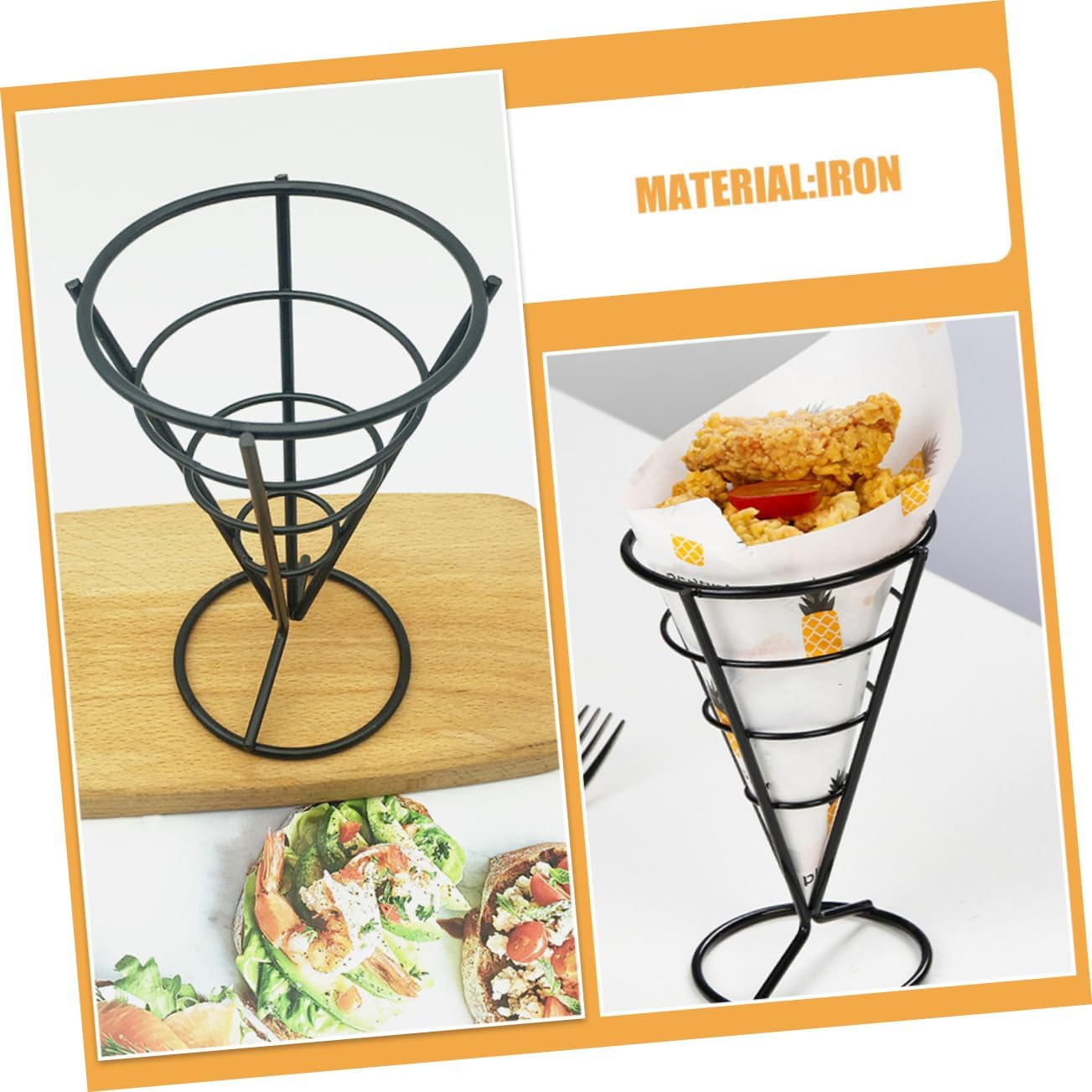 Versatile French Fry Serving Stand Metal Ice Cone Holder Fast Food Basket Picnic Snack Display Event Ready
