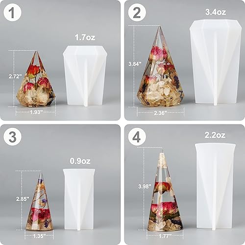 Miniatura 2 de LET'S RESIN Moldes de silicona de cono, 4 piezas de soporte para resina epoxi, moldes de pirámide para soporte de anillo de bricolaje, exhibición de