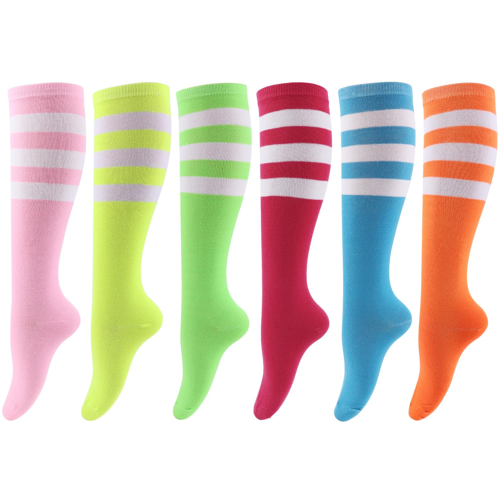 DRESHOW 3 Pares Calcetines Hasta la Rodilla para Mujer, Calcetines Hasta Rodilla Altos de Calctines Altos de Punto Sólido Casuales Calcetines de Botas