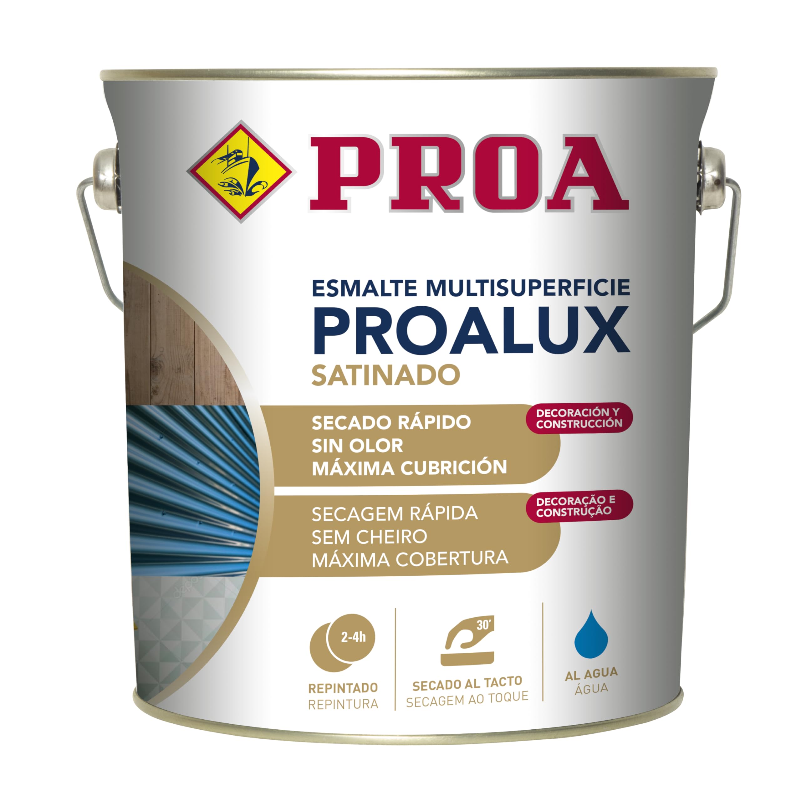PROALUX Esmalte al agua Multiadherente. Negro RAL 9005. 750 ML. Multisuperficie. SATINADO. PROA.