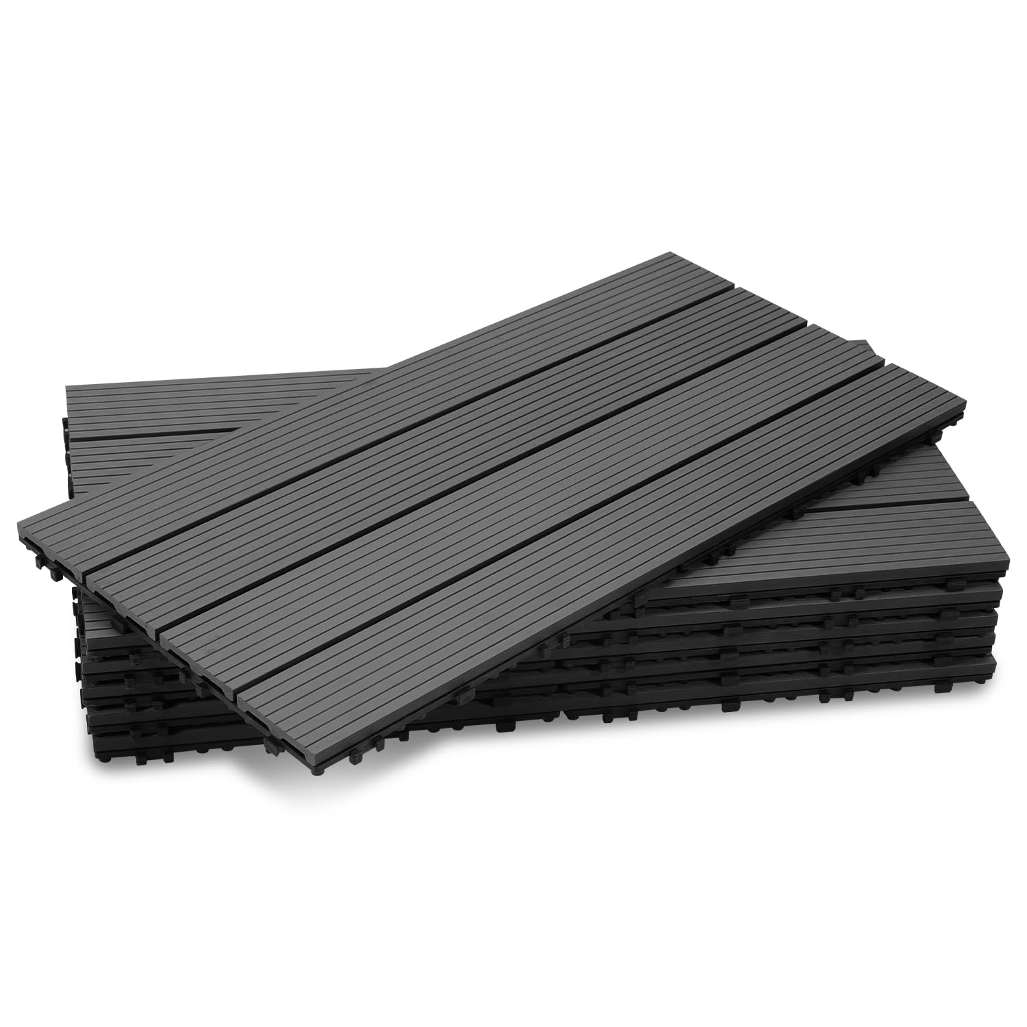 Fiqops 36 piezas de baldosas para terraza WPC, 30x60 cm, baldosas para suelo de balcón, baldosas de jardín con sistema de clic, baldosas de clic para terraza y balcón, baldosas para terraza