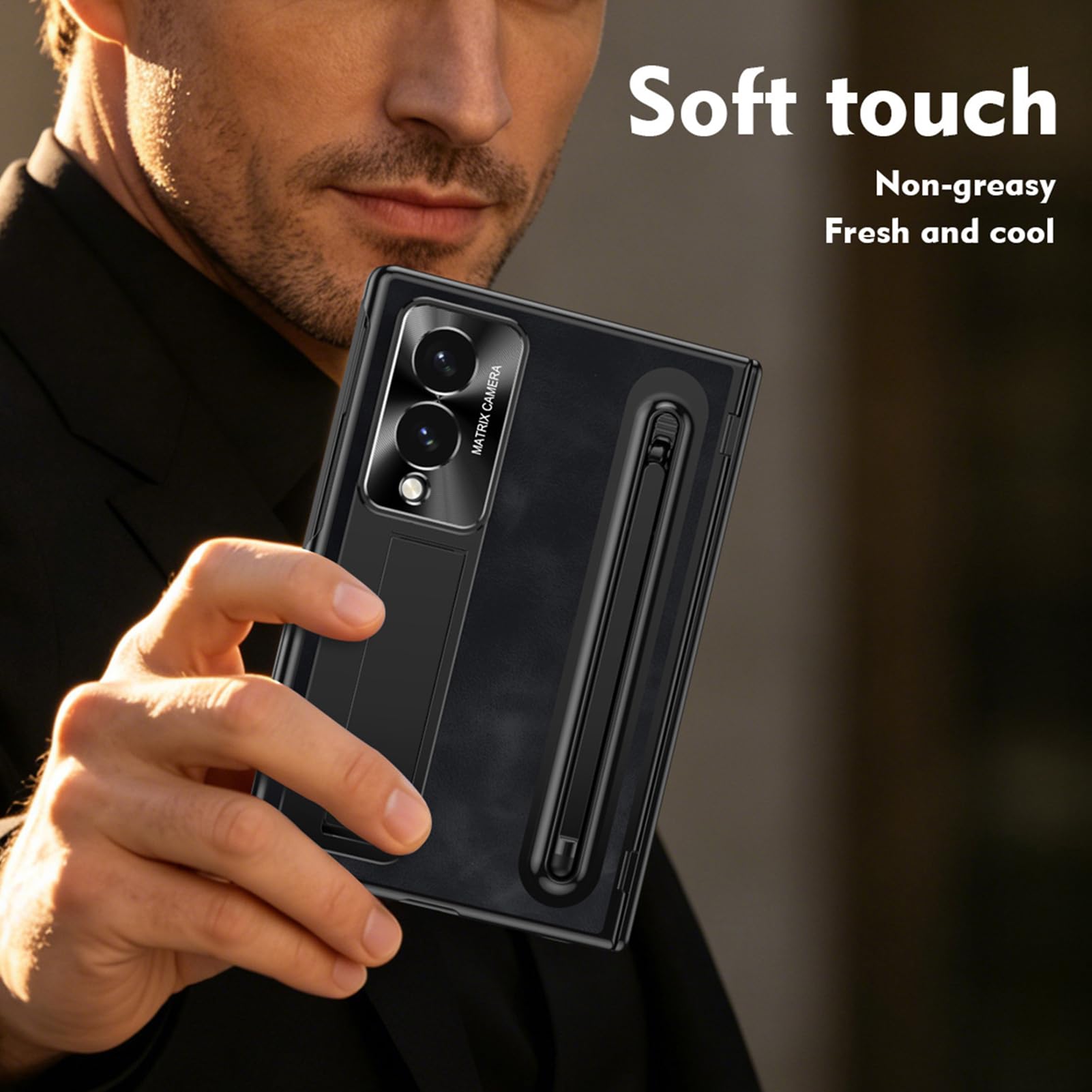 Skórzane etui do Samsung Galaxy Z Fold 8, pełna ochrona ekranu | Powłoka soczewki i ochrona na zamek błyskawiczny pełna osłona z uchwytem na ołówki na długopisy, czerwony, składany 8