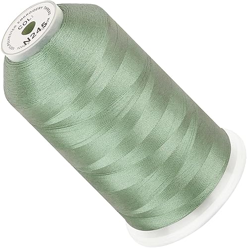New brothread - Single Huge Spool 5000M Each Polyester Embroidery Machine Thread 40WT for Commercial and Domestic Machines - Opal Green (Janome Color)