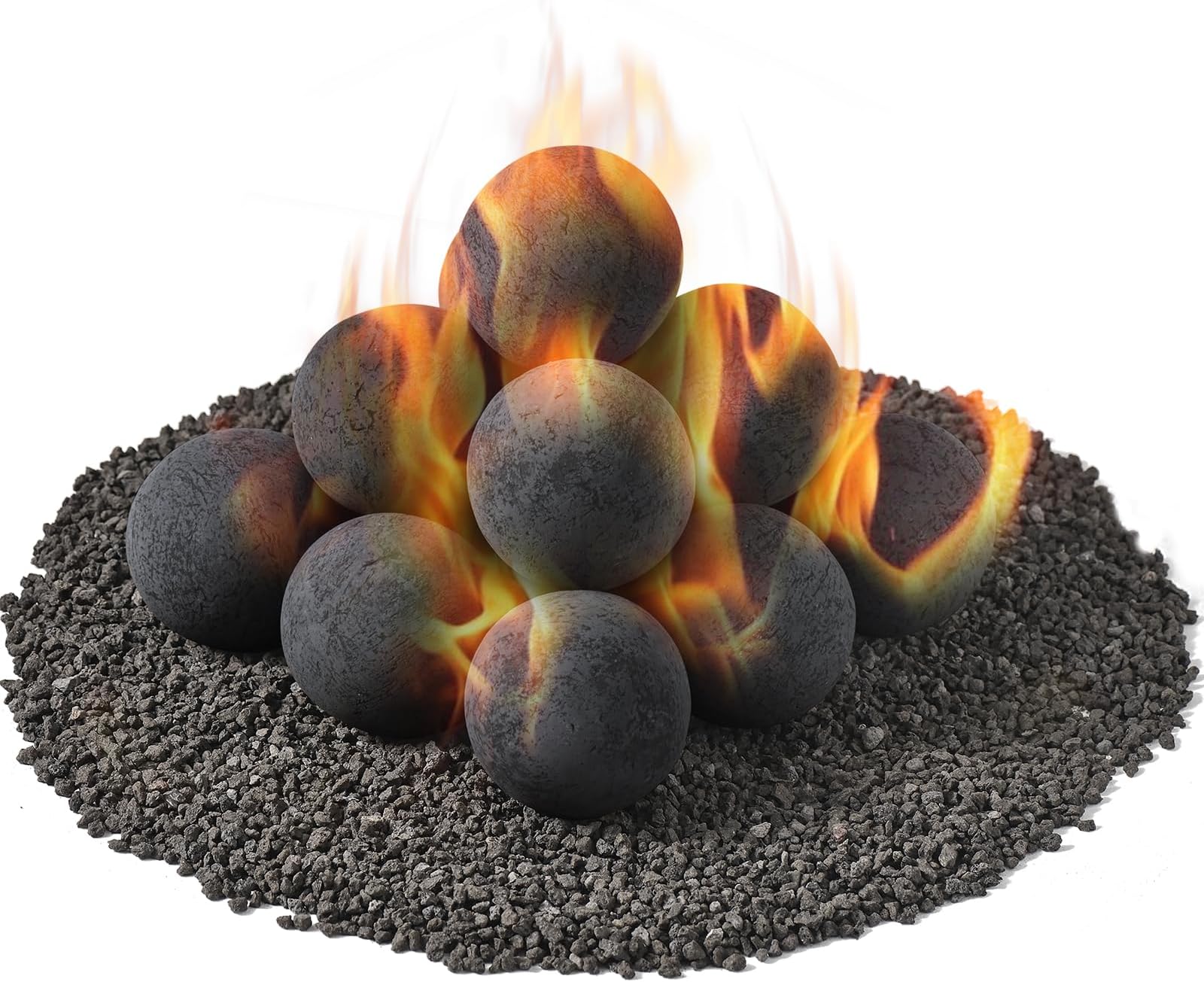 ZHURUININCeramic Fire Balls for Fire Pit,3 inch Fire Stones for Natural or Propane Fireplace,Safe for Outdoors and Indoors Fire Bowl Reusable Fireballs Lava Rocks (Black,3in,15Pack)