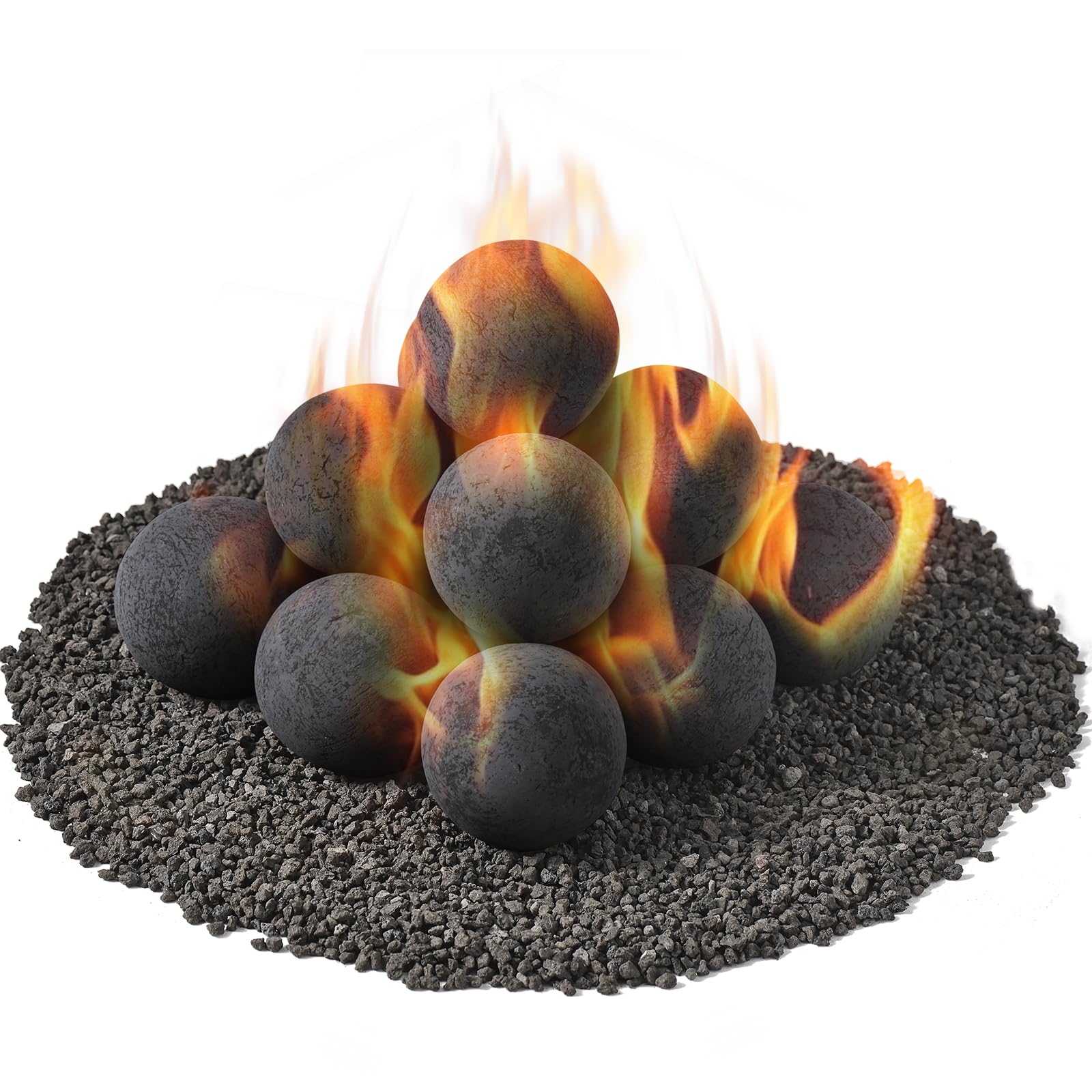 ZHURUININCeramic Fire Balls for Fire Pit,3 inch Fire Stones for Natural or Propane Fireplace,Safe for Outdoors and Indoors Fire Bowl Reusable Fireballs Lava Rocks (Black,3in,15Pack)