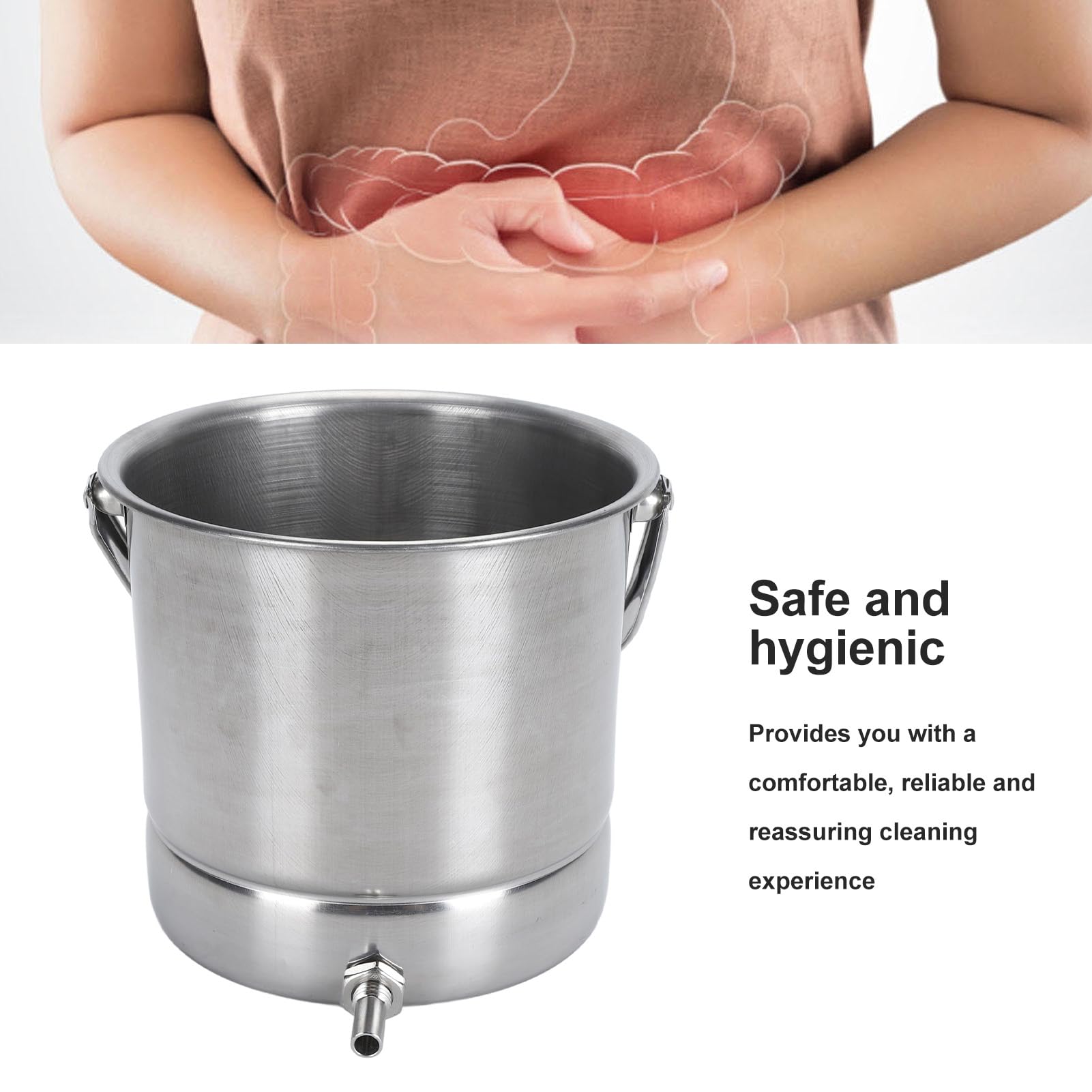 Kit de cubo, de ducha reutilizable de acero inoxidable de 1,6 L para limpieza de colon, desintoxicación, uso doméstico