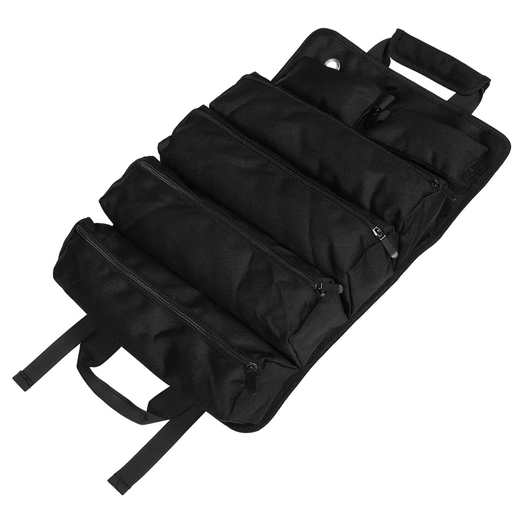 Tofficu Bolsa de Herramientas Asa y Cremallera Enrollable de Tela Oxford Negra Organizador Práctico Ahorra Espacio para Carpintero y Taller