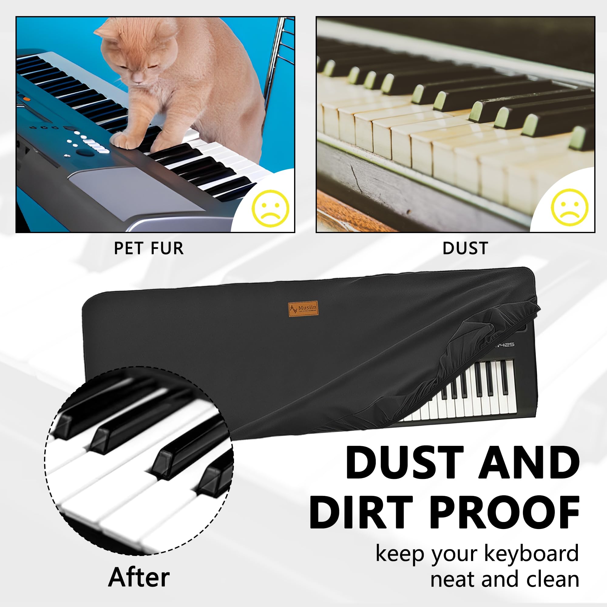 Musiin Premium Chinlon Keyboard Dust Cover - Compatible with Yamaha PSR-EW425,provides full-coverage protection, an essential accessory for your instrument