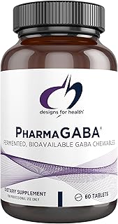 Designs for Health Chewable GABA - 200mg PharmaGABA Chewables, Fermented + Bioavailable GABA Supplement to Support Calm - Non-GMO + Gluten Free (60 Tablets)