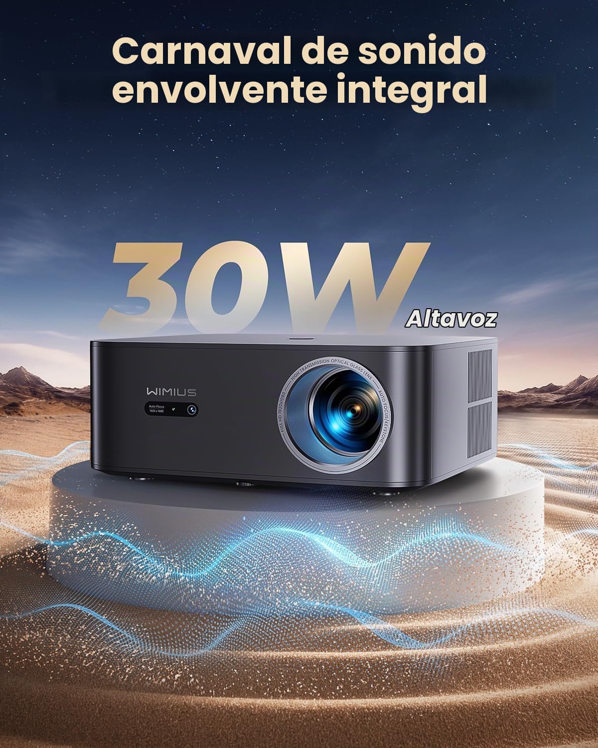 Proyector 4K【1400 ANSI/Google TV/Netflix Ready】 WiMiUS Proyector Full HD 1080P Nativo, Auto Focus/Keystone, WiFi 6&Bluetooth 5.2, Control de Voz Projector en Casa/Exterior (Negro carbón)