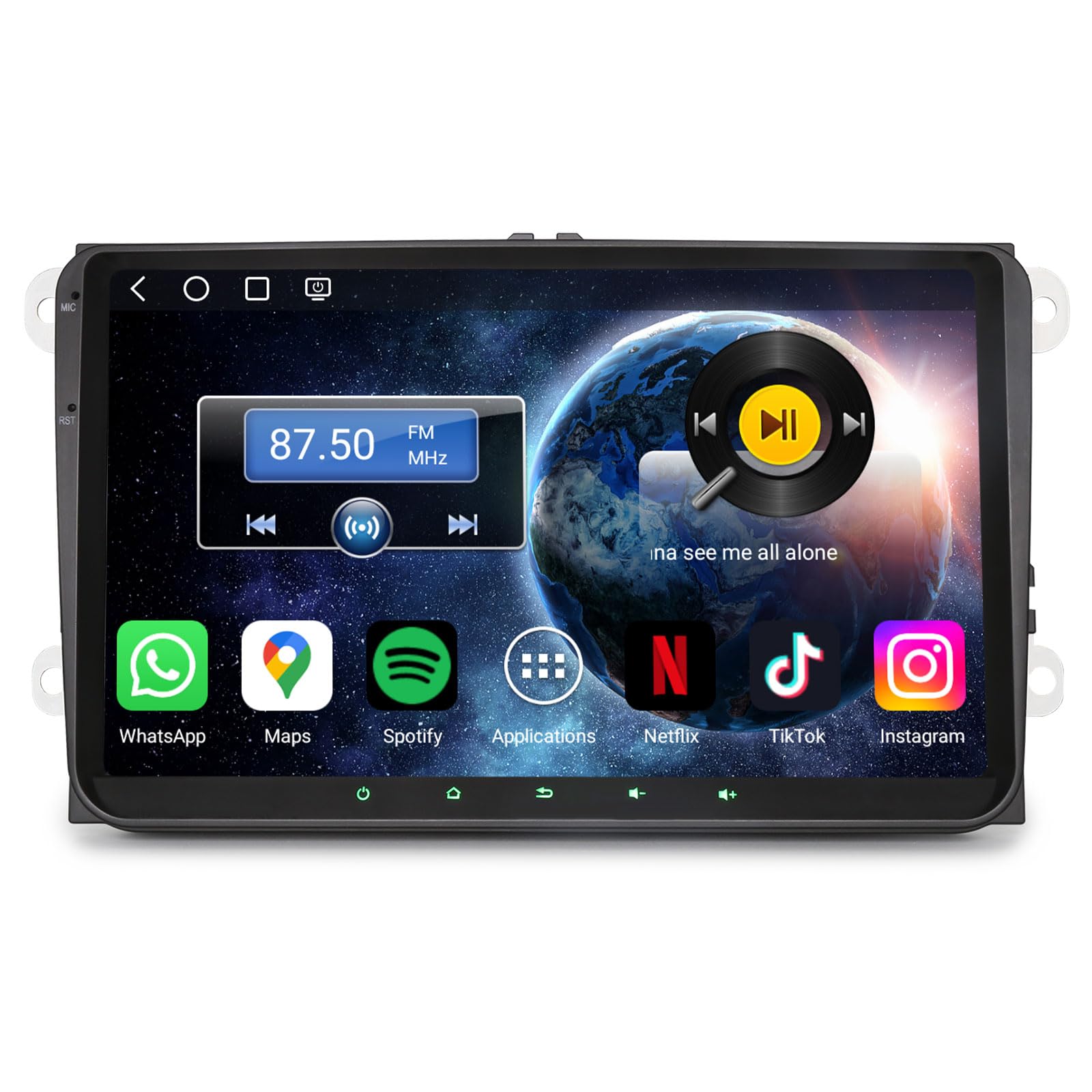 Erisin 9" Qualcomm 8-rdzeniowy 4 GB + 64 GB Android 14 radio samochodowe Bluetooth GPS nawigacja do VW Golf 5/6 Passat B7/B6 Polo 6R Tiguan Caddy T5 Skoda Seat CarPlay Android Auto WiFi 4G DSP USB RDS
