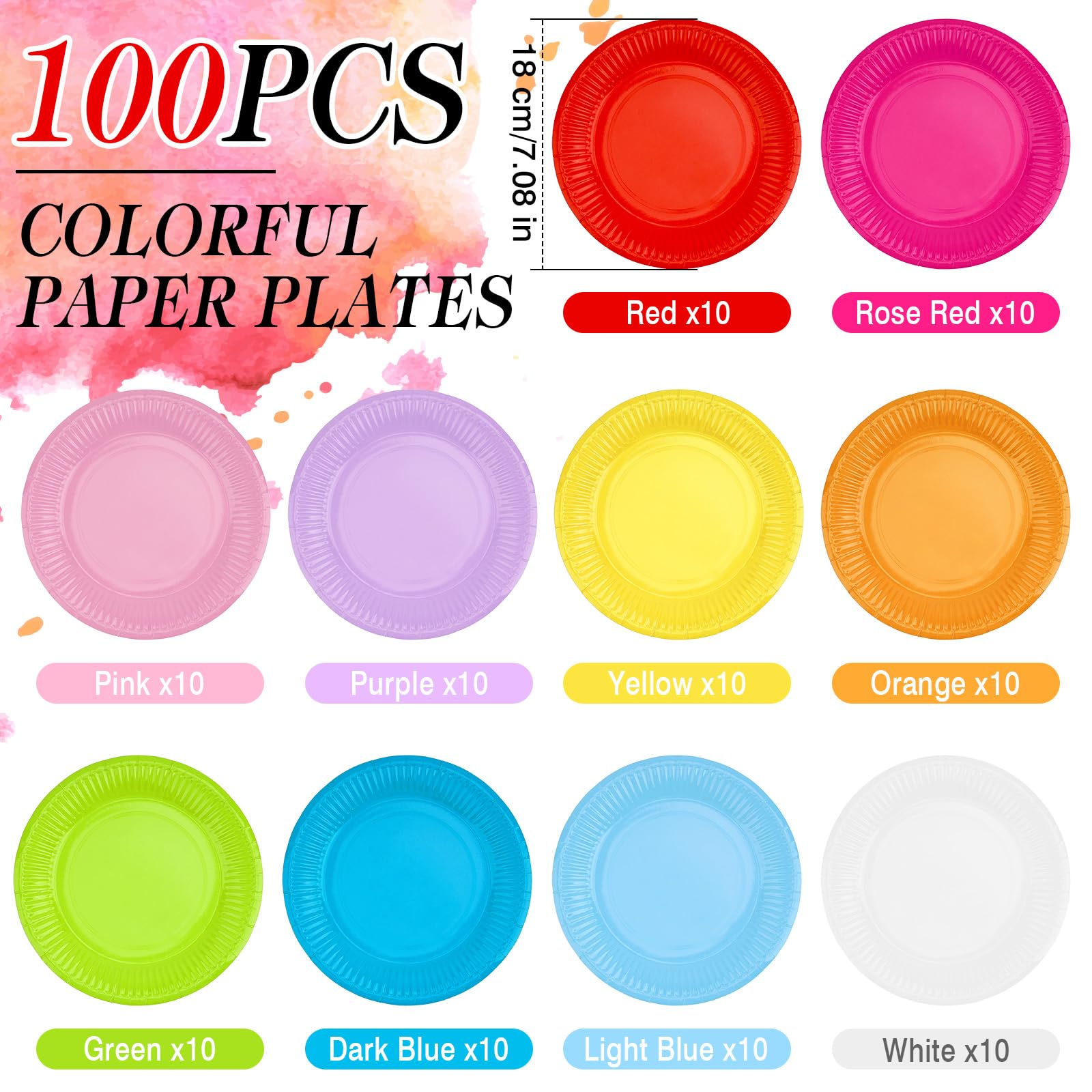 Piatti Di Carta Ecologici A Tema Emoji Arcobaleno | 23 Cm | Confezione Da 8 | 100% Senza Plastica | Festa A Tema - 4