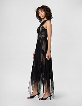 BCBGMAXAZRIA　ワンピース　BCBG MAXAZRIA dress BCBGMAXAZRIA Women's Flowy Lace Cocktail Dress, Black, 0 : Amazon