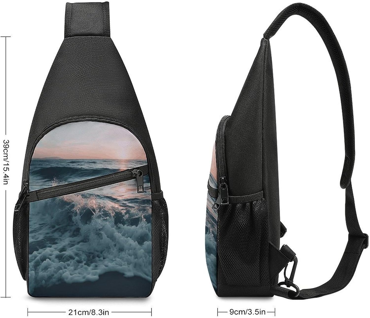 Beach with Lapping Waves Crossbody Bag Chest Bag