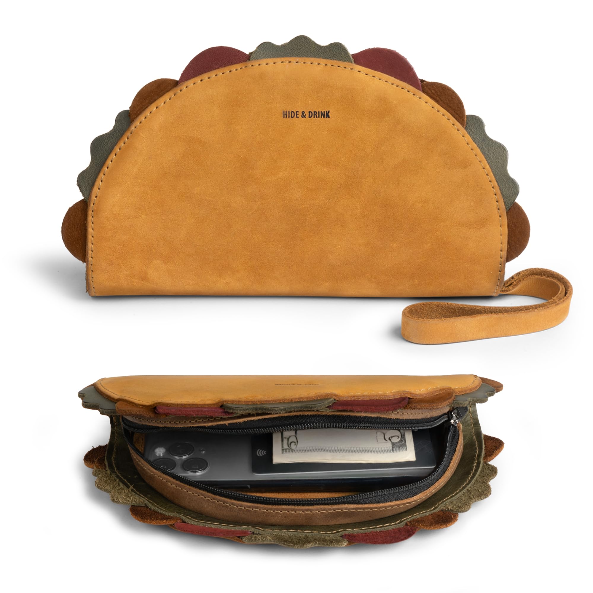 Multipurpose Taco Shape Wallet Full Grain Leather - Dettaglio