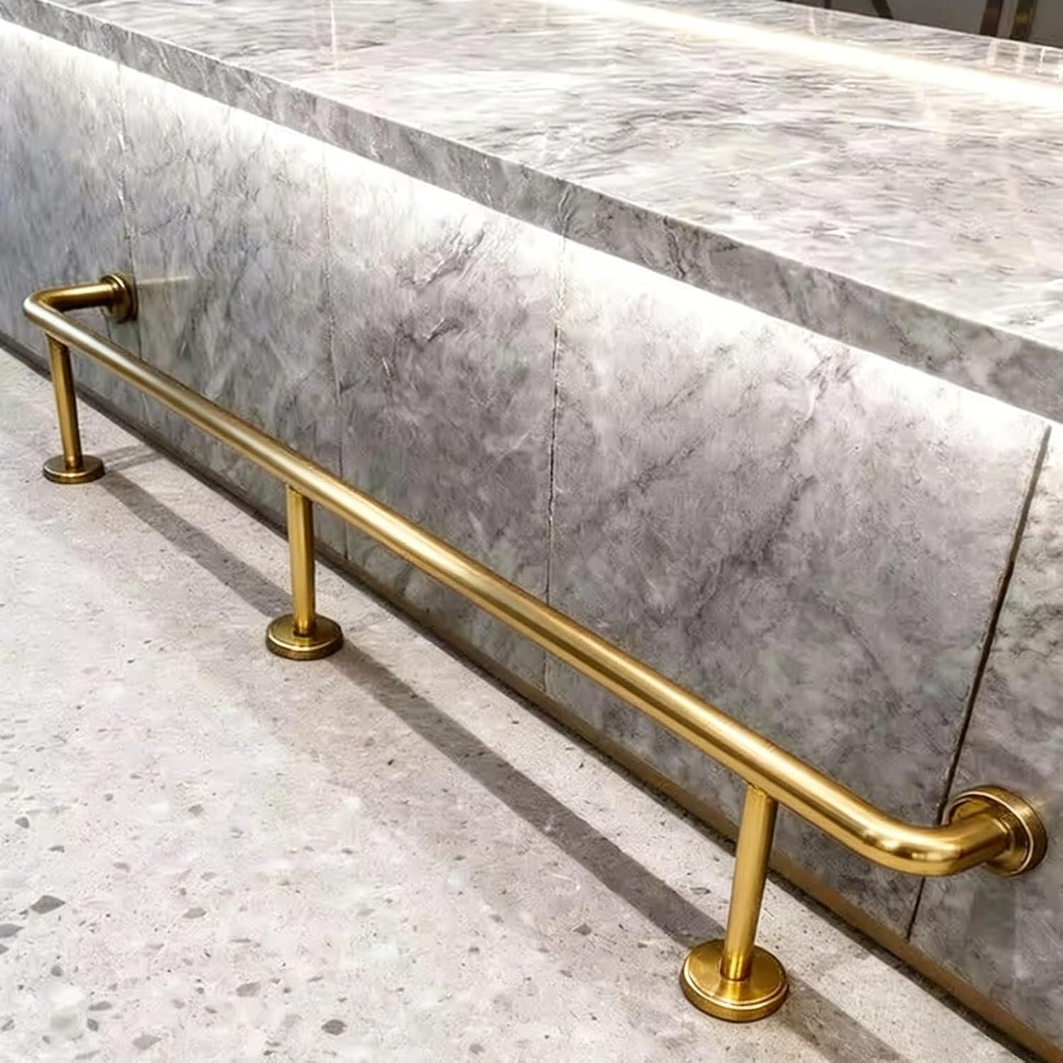 HEFJIAYCIQ Bar Foot Rail Kit, Undercounter Mount Hardware and Tubing Complete Kit, Foot Railing for Home Pub Cafe Restaurant Taproom Seating,Gold,190cm/6.2ft