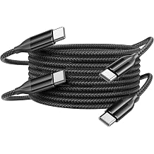 100W USB C Cable Fast Charging, 2 Pack 6FT Braided USB-C Cable, 5A PD Charger Cord for MacBook Pro/Air, iPad Pro, iPhone 17/16/15 Pro Max, Samsung Galaxy S25/S24, Home Office Travel