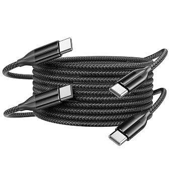 100W USB C Cable Fast Charging, 2 Pack 6FT Braided USB-C Cable, 5A PD Charger Cord for MacBook Pro/Air, iPad Pro, iPhone 17/16/15 Pro Max, Samsung Galaxy S25/S24, Home Office Travel