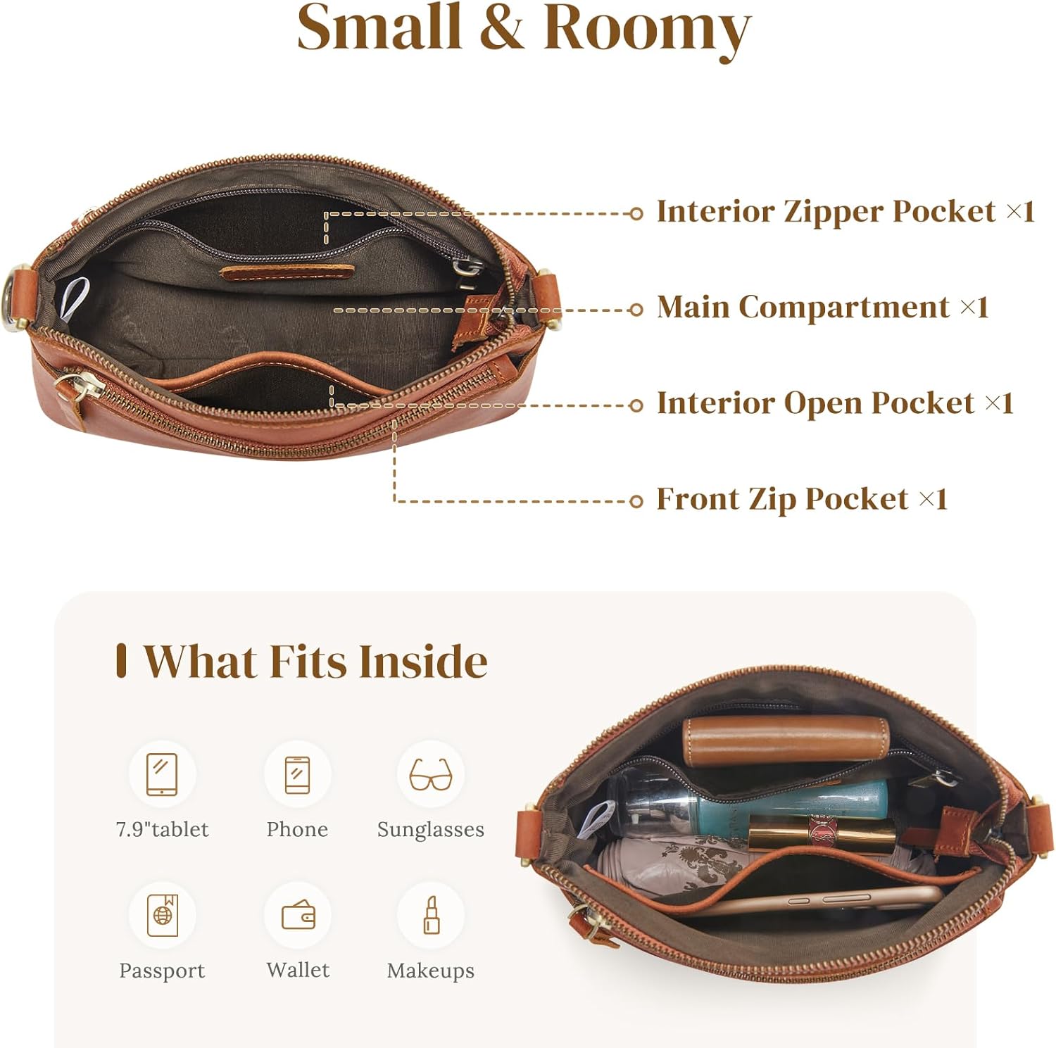 S-ZONE Small Genuine Leather Crossbody Bags for Women Purse and Handbag Wristlet - Image 5