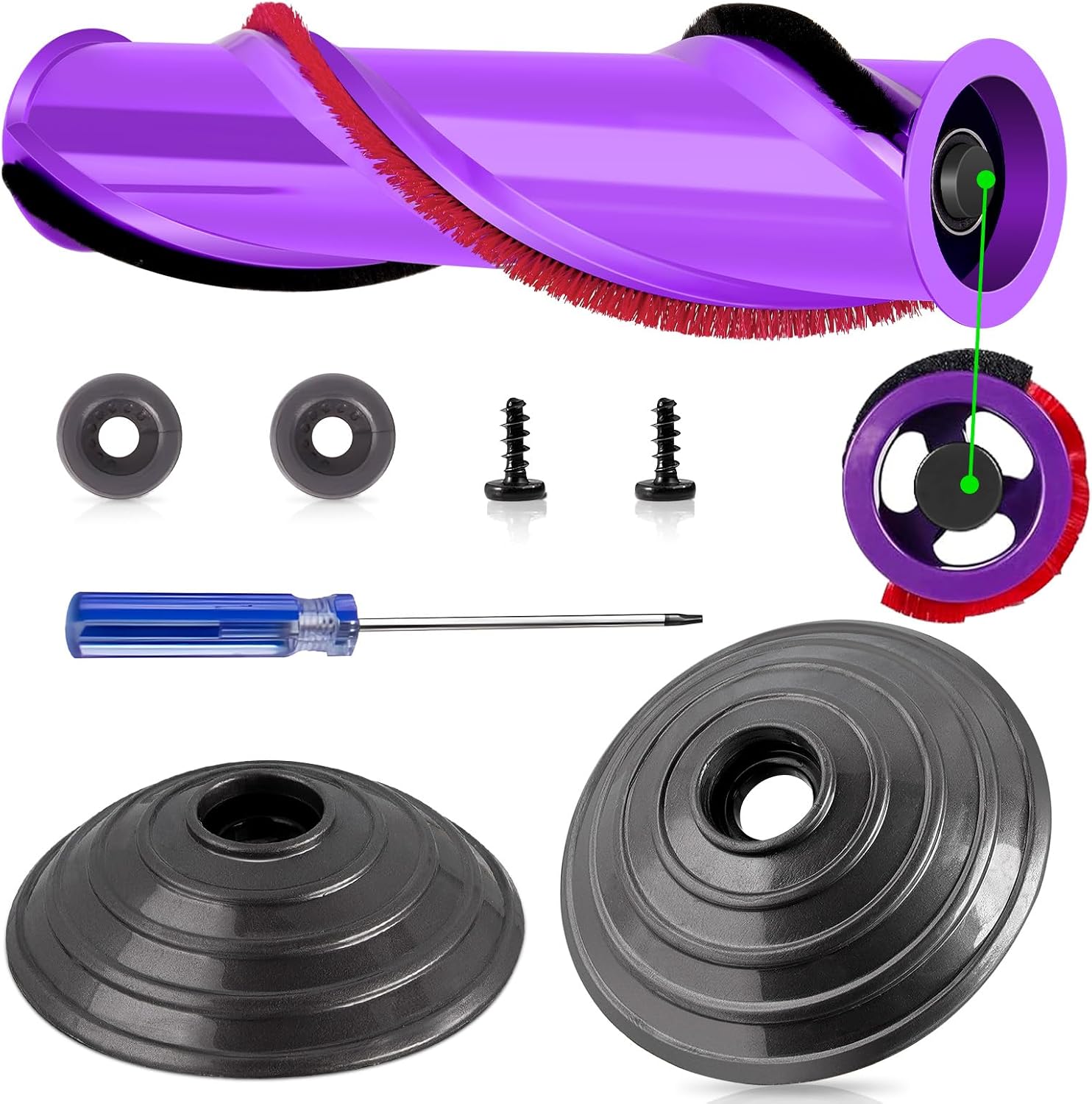 Ball Wheel and Roller Brush Kit Replacement for Dyson V10 SV12 Vacuum Cleaner Motorhead Parts,for 50W Direct Drive Motor Head that Have 3-Hongs on the Driveshaft,Compatible with V10 Part
