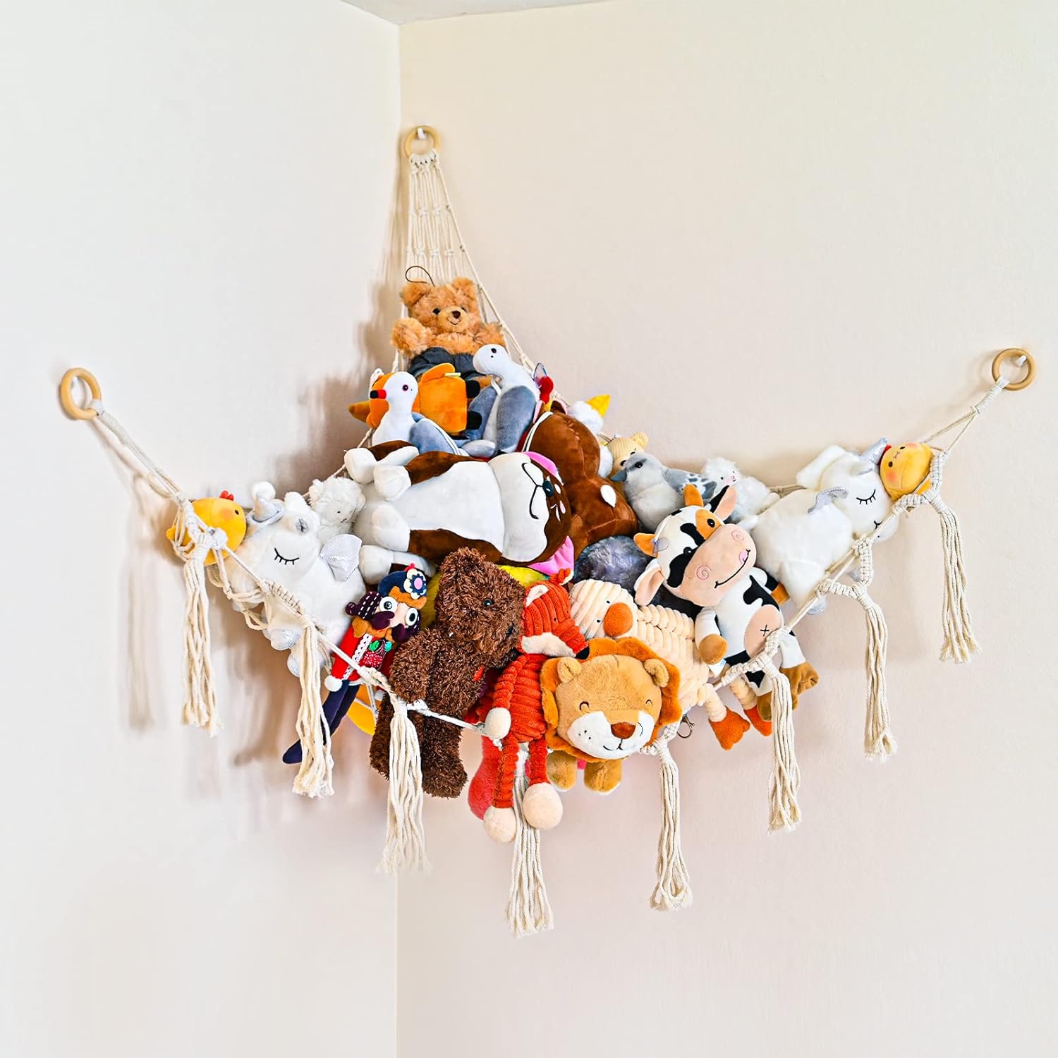 Hautton Stuffed Animal Hammock Net Storage, Macrame Hanging