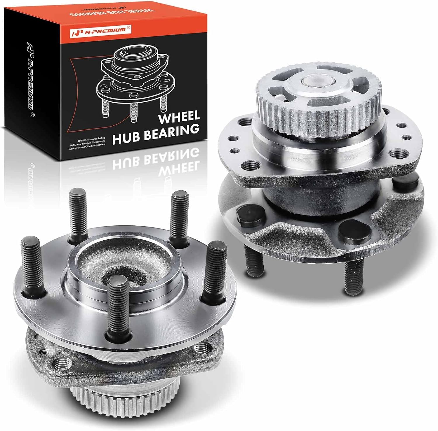 A-Premium 2 x Rear Wheel Bearing and Hub Assembly with ABS Ring & 5-Lug Compatible with Dodge Plymouth Chrysler - 1996-2000 - Town Country, Grand Caravan, Grand Voyager, Voyager, No 14 inche Wheel