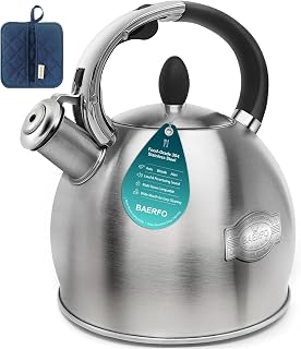 Whistling Stovetop Tea Kettle, 2.64 Qt 304 Stainless Steel (Brushed)