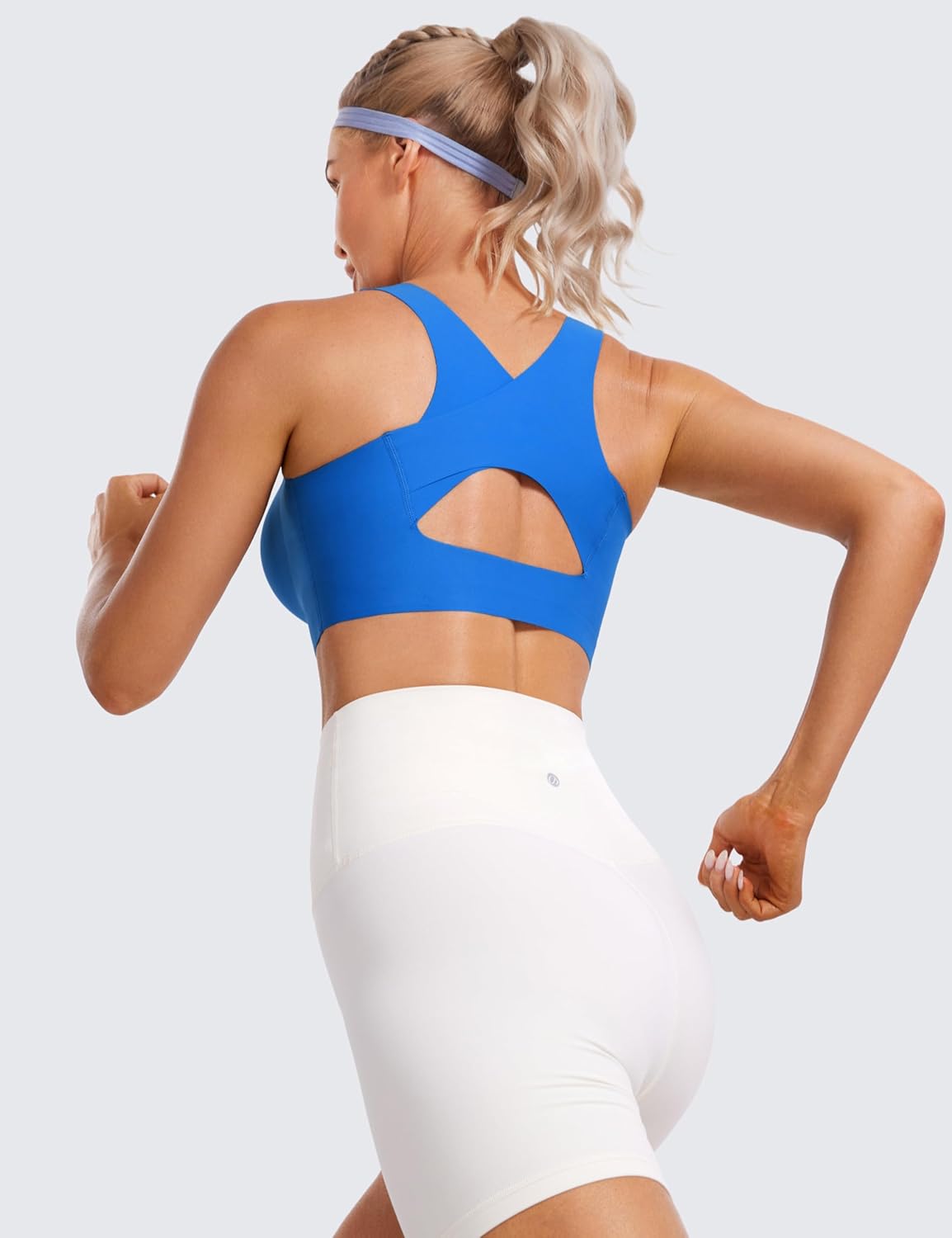 CRZ YOGA Womens Flex Sculpt Racerback Sports Bra - U Neck Medium Impact Padded Wireless Workout Gym Crop Top - Image 3