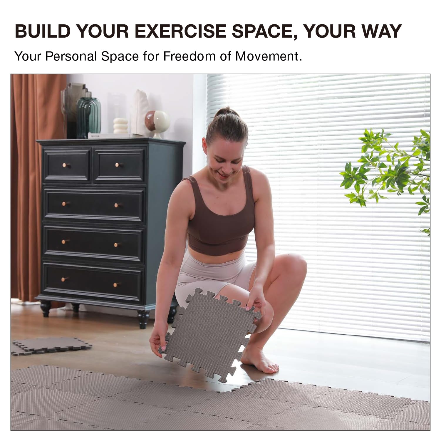 AIRHOP Set da 18 Pezzi Tappeto Palestra Puzzle in EVA ad Alta Densità, Ammortizzante e Antiscivolo, Ideali per Fitness, Yoga e Sport, Perfetti per Home Gym e per il Pavimento della Palestra, 30x30 cm