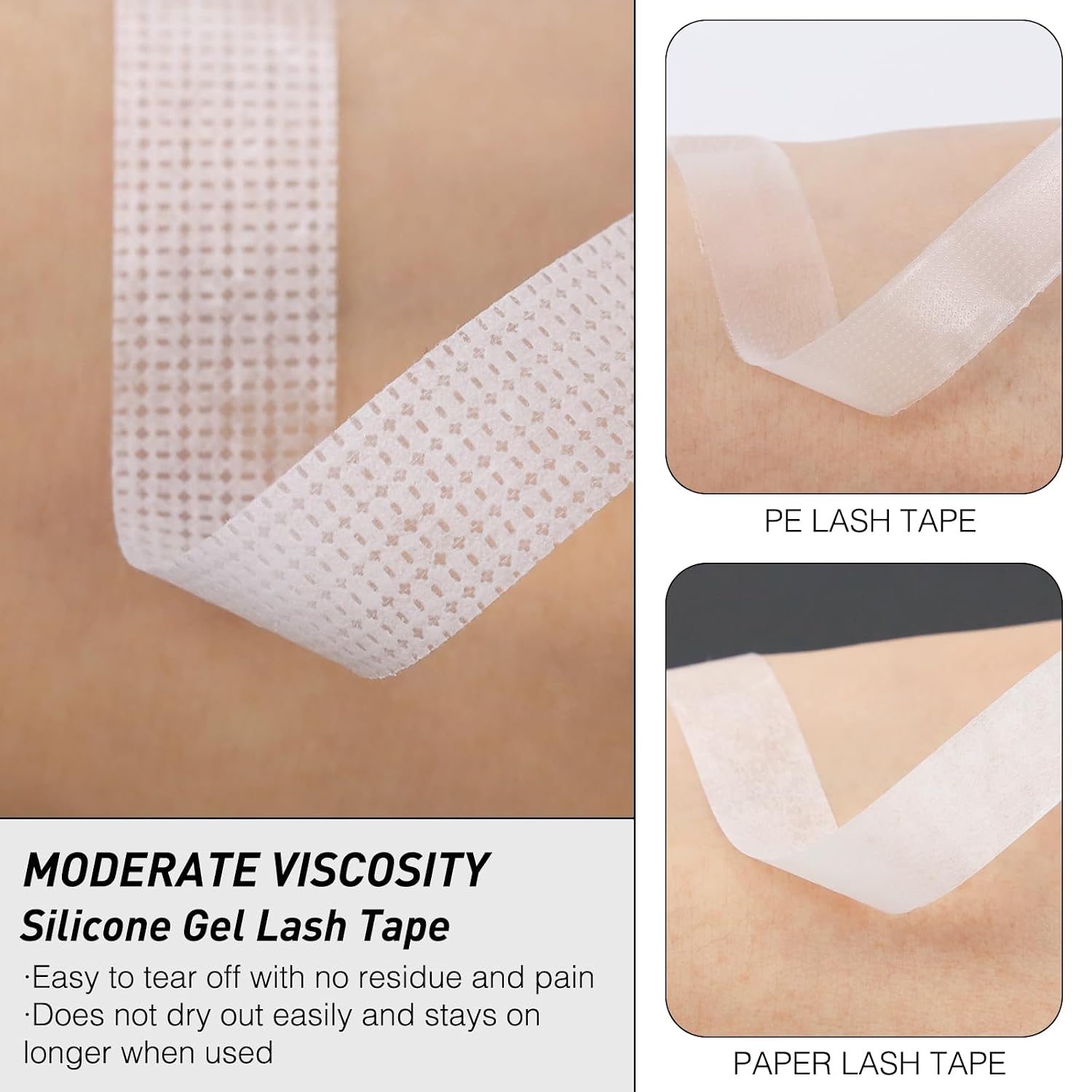Lash Tape Eyelash Extensions Silicone Tape for Lift/Make up Latex Free for Sensitive Skin Breathable Micro Eyelash Extension Supplies（5Rolls White, 0.5 in x 4yd）