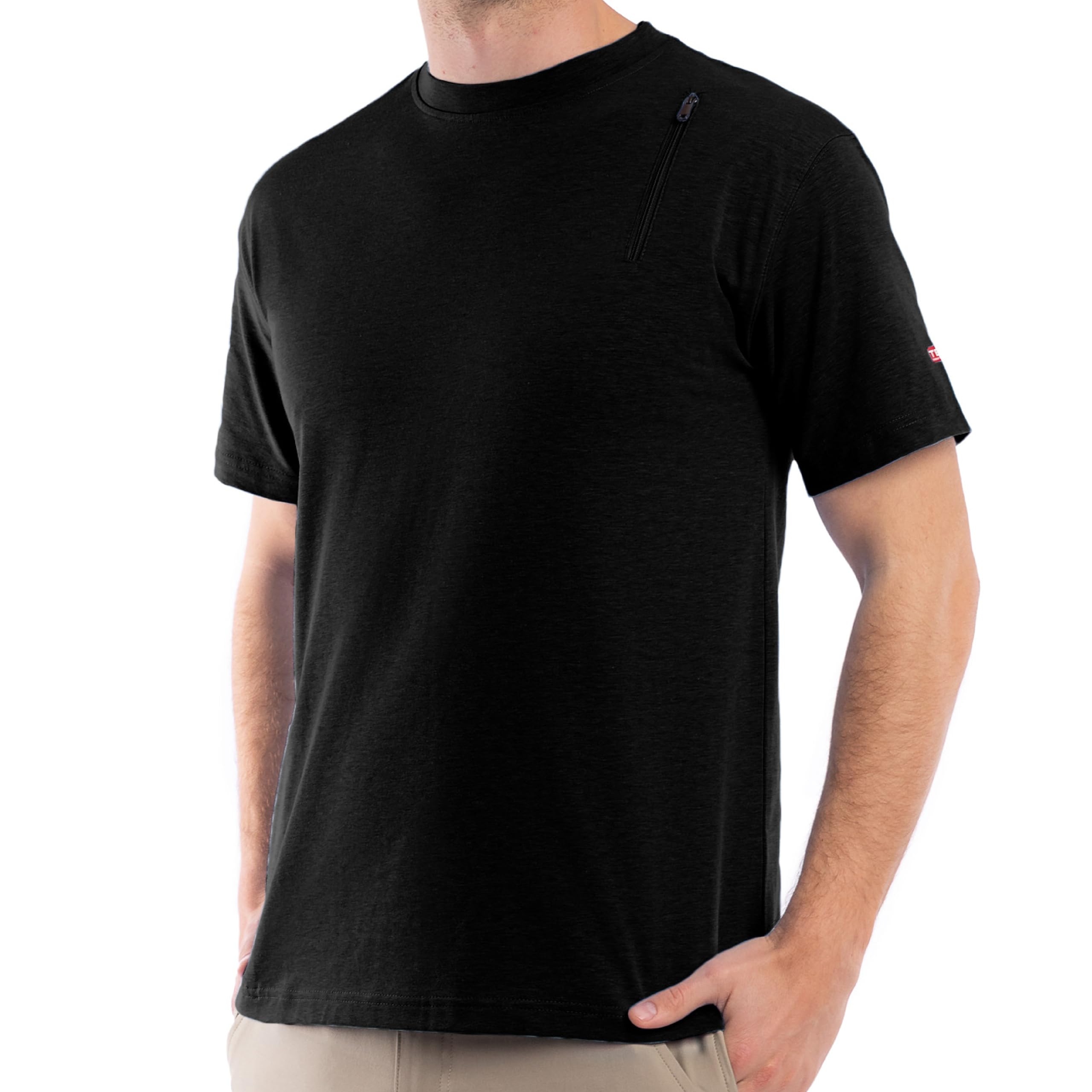 SCOTTeVEST T-Shirt for Men - 3 Hidden Pockets - Breathable Moisture Wicking Crew Neck Shirt for Travel More