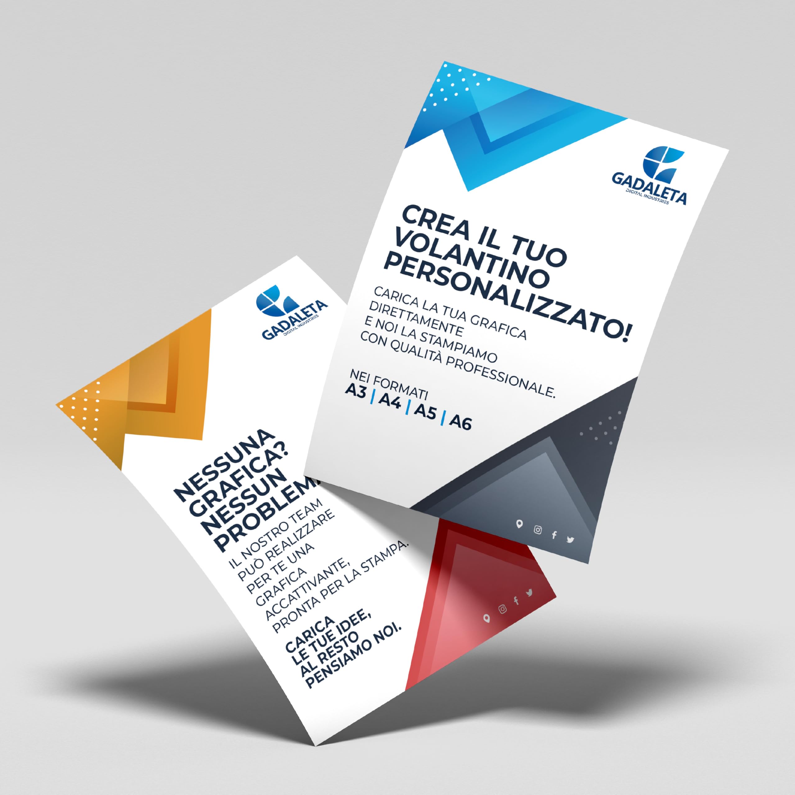 Gadaleta Digital Industries - Volantini Pubblicitari Personalizzati - Flyer Professionali in Carta Patinata 115g - Stampa Fronte/Retro - Ideali per Eventi e Promozioni - Formato A4 (210 x 297 mm)