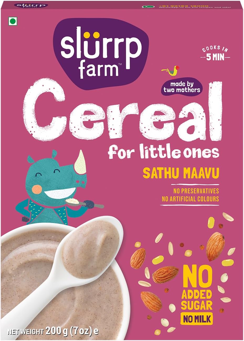 Sathu Maavu Baby Cereal | Wholesome Multigrain Mix with Almonds, Lentils & Millets | No Added Sugar or Milk | Easy to Cook & Digest | 7.05 Oz (200g)