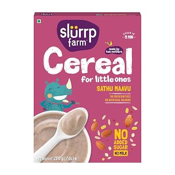 Slurrp Farm Sathu Maavu Baby Cereal | Wholesome Multigrain Mix with Almonds, Lentils & Millets | No Added Sugar or Milk | Easy to Cook & Digest | 7.05 Oz 200g