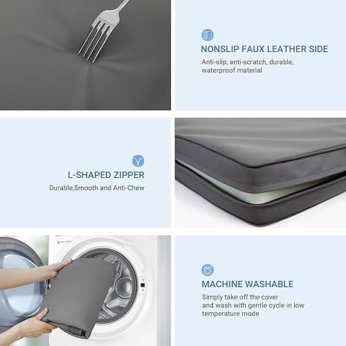 Miniatura 5 de Vonabem Camas impermeables XL para perros de tamaño grande  Almohadilla ortopédica lavable para exteriores, piel duradera, antideslizante, 41 x 27