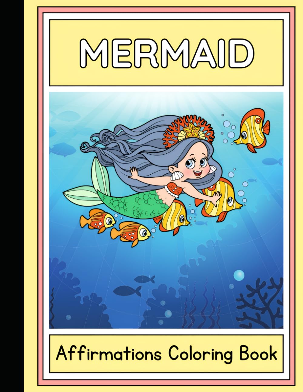 Mermaid Affirmations SEL Coloring Booklet Grayscale Lined Illustrations