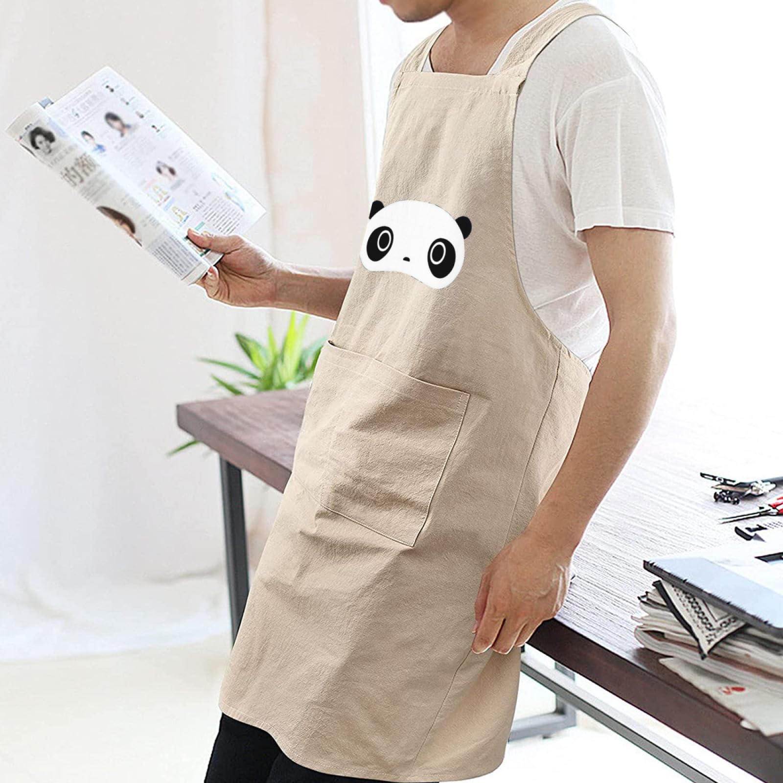 Amazon｜エプロン たれぱんだ レトロ風 カフェエプロン 男女兼用 首