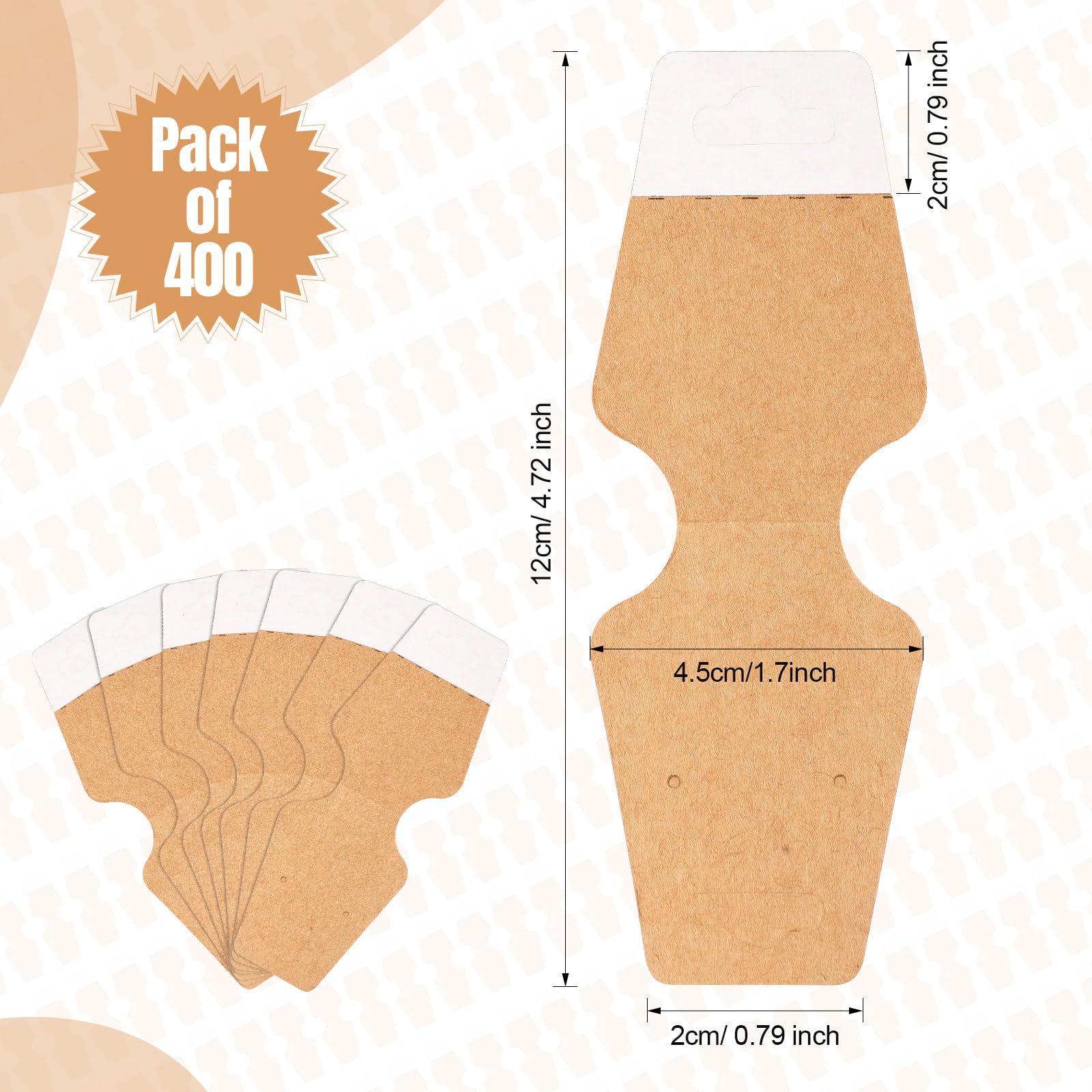 400 Jewelry Display Cards with Adhesive Kraft Paper Cards Necklaces, Keychains, Bracelet Display for Necklaces(Khaki)