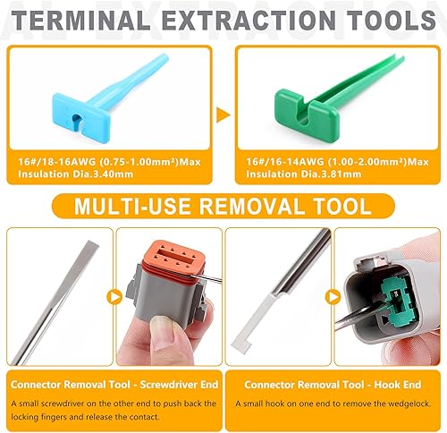 Miniatura 6 de Knoweasy Kit de conectores Deutsch DT de 540 piezas con crimpadora KN16 Deutsch - Conector eléctrico automotriz, conectores DT de 2346812 pines con