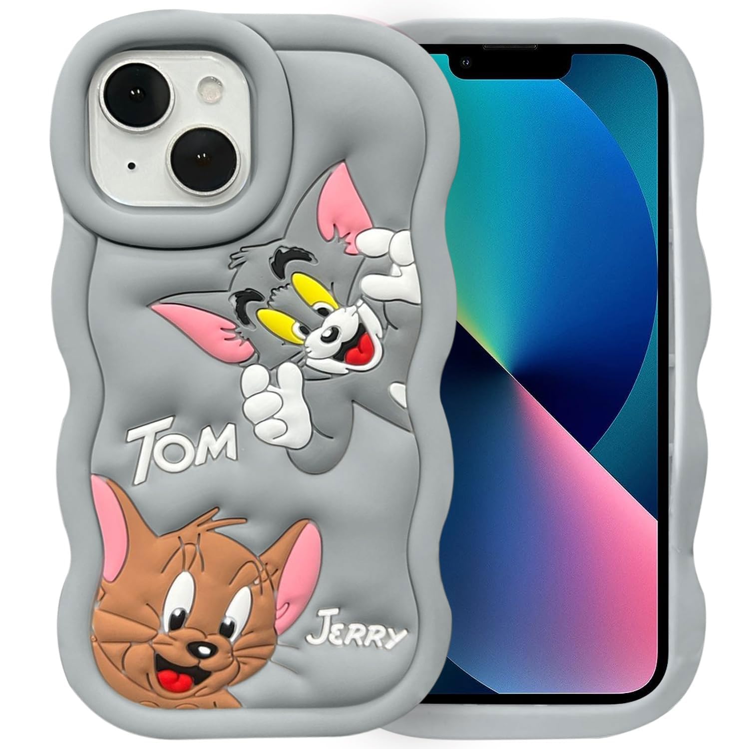 GOOD ONE for The Back Cover of The iPhone 13 Compatibility of The Soft Silicone 3D Cute Cartoon Full Protective Case with iPhone 13 Tom & Jerry (iPhone 13, Grey) (B0D3XGB588) Amazon Price History, Amazon Price Tracker