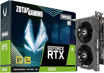 ZOTAC Gaming GeForce RTX 3050 6GB GDDR6 Twin Edge OC 96-bit 14 Gbps PCIE 4.0 Super Compact Gaming Graphics Card, ZT-A30510H-10A