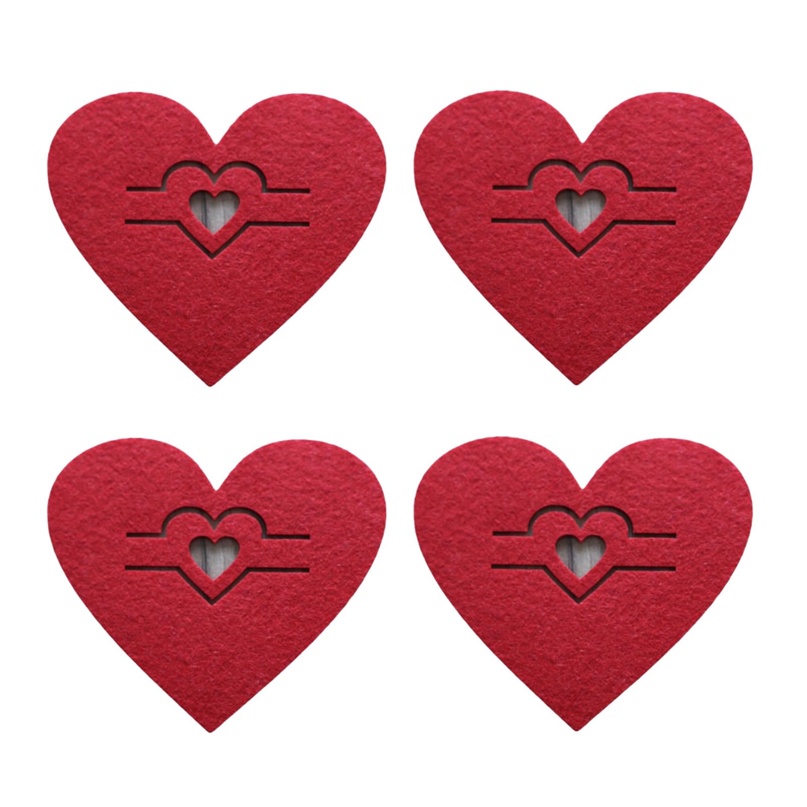 MICFENY 4pcs Valentine Heart Cutlery Holders Romance Utensils Holders Table Decoration for Couple Families and Restaurants