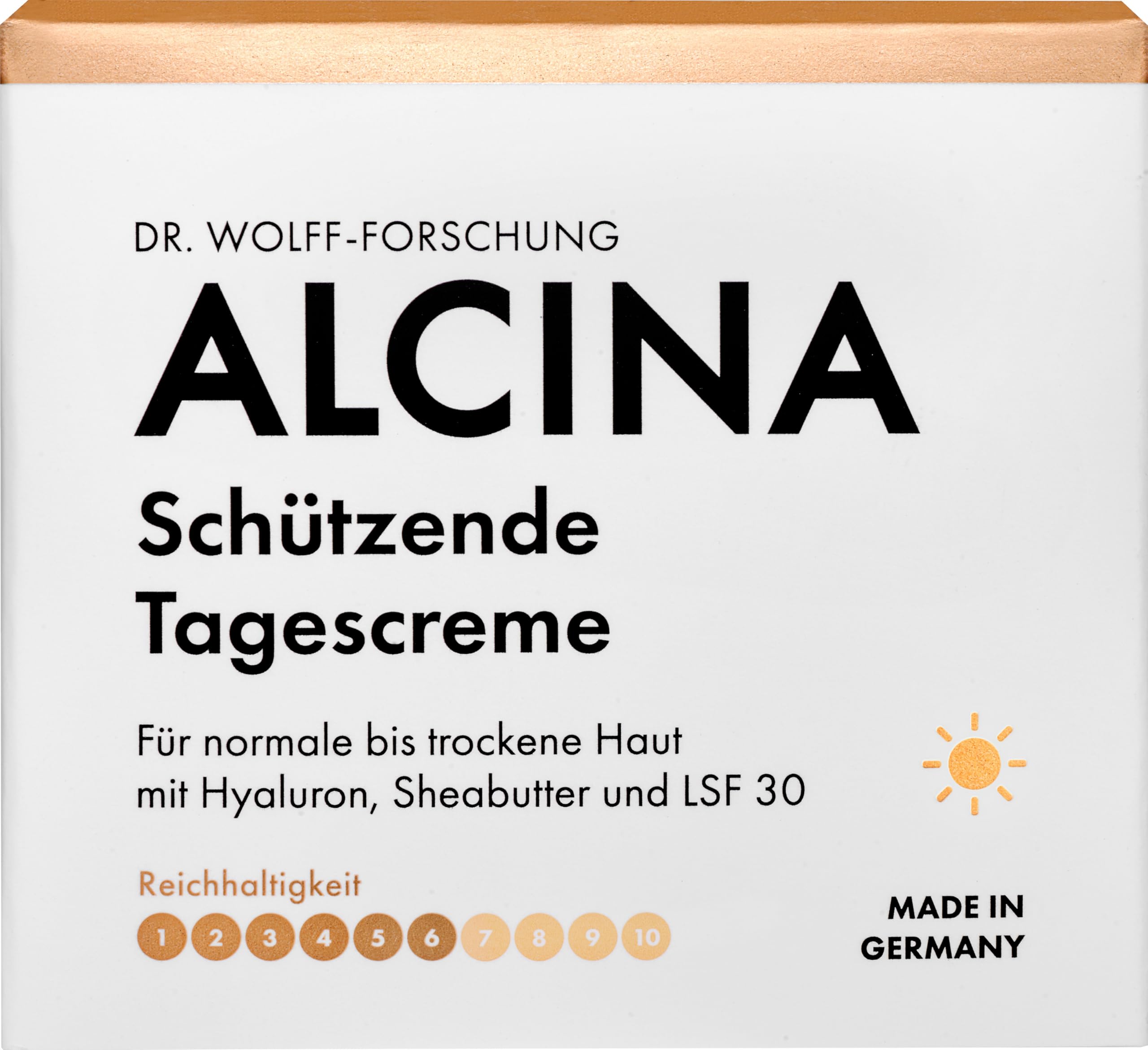 ALCINA Ochronny krem na dzień LSF 30-1 x 50 ml – chroni przed plamami pigmentowymi spowodowanymi słońcem i intensywnie nawilża skórę – z kwasem hialuronowym i masłem shea
