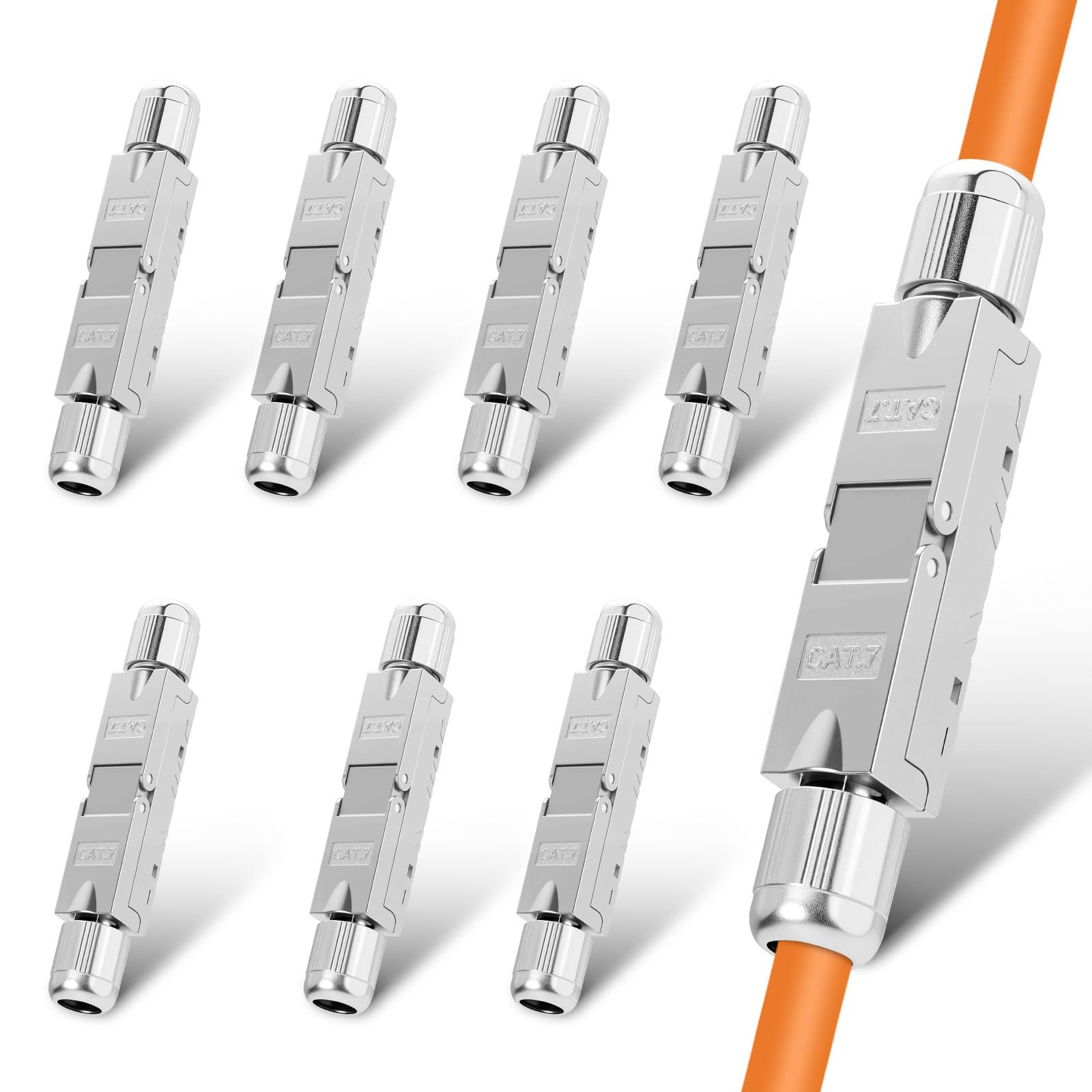 8PCS CAT 7 LSA Netzwerkkabel Verbinder werkzeuglos, RJ45 Cat7 Verbinder STP feldkonfektionierbare Kupplung Adapter Verlängerung für LAN Verlegekabel Ethernet Installationskabel