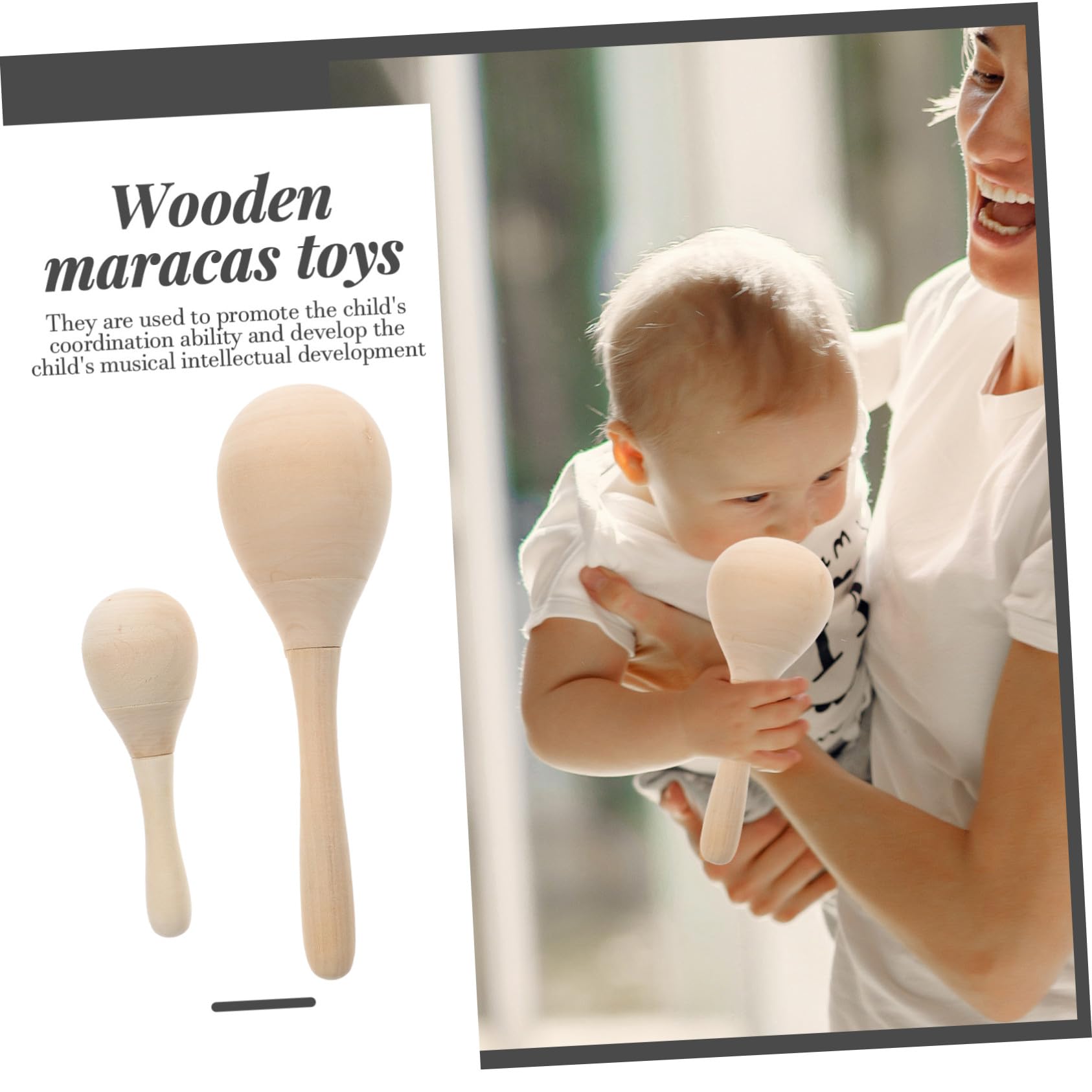 minkissy Maracas in Legno 12 Pezzi per Ragazzo Ragazza Design Creativo e Compatto, Strumento Musicale Fai da Te per Casa e Aula di Scuola