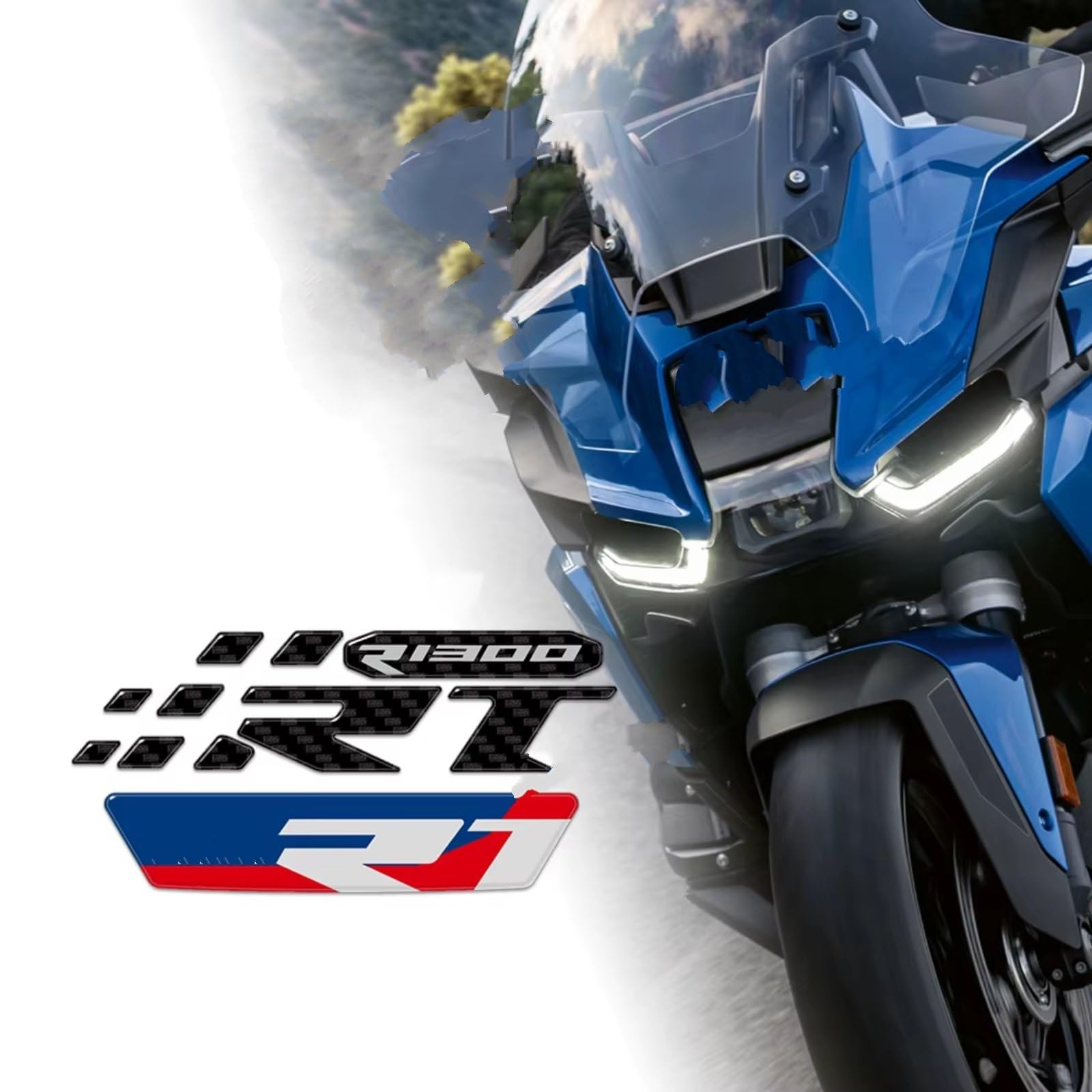 Compatibile Con Per R1300 Per RT 2025 Carbon Look 3D Gel Moto Carenatura Anteriore Trim Protector Adesivo Impermeabile Antiscivolo Serbatoio(Triple Black)